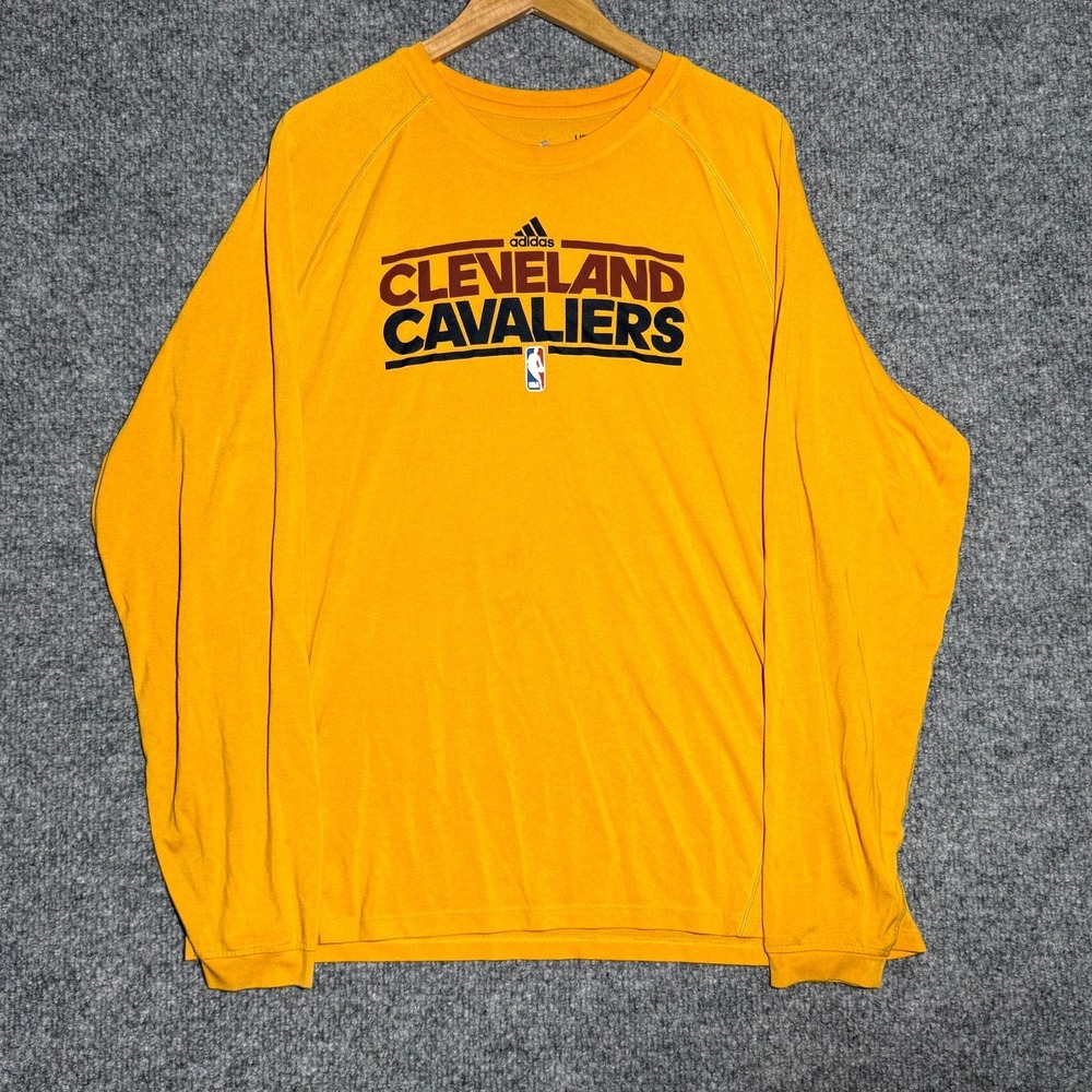 Cleveland Cavaliers NBA Adidas Long Sleeve Shooting Shirt Yellow Men's Size XL